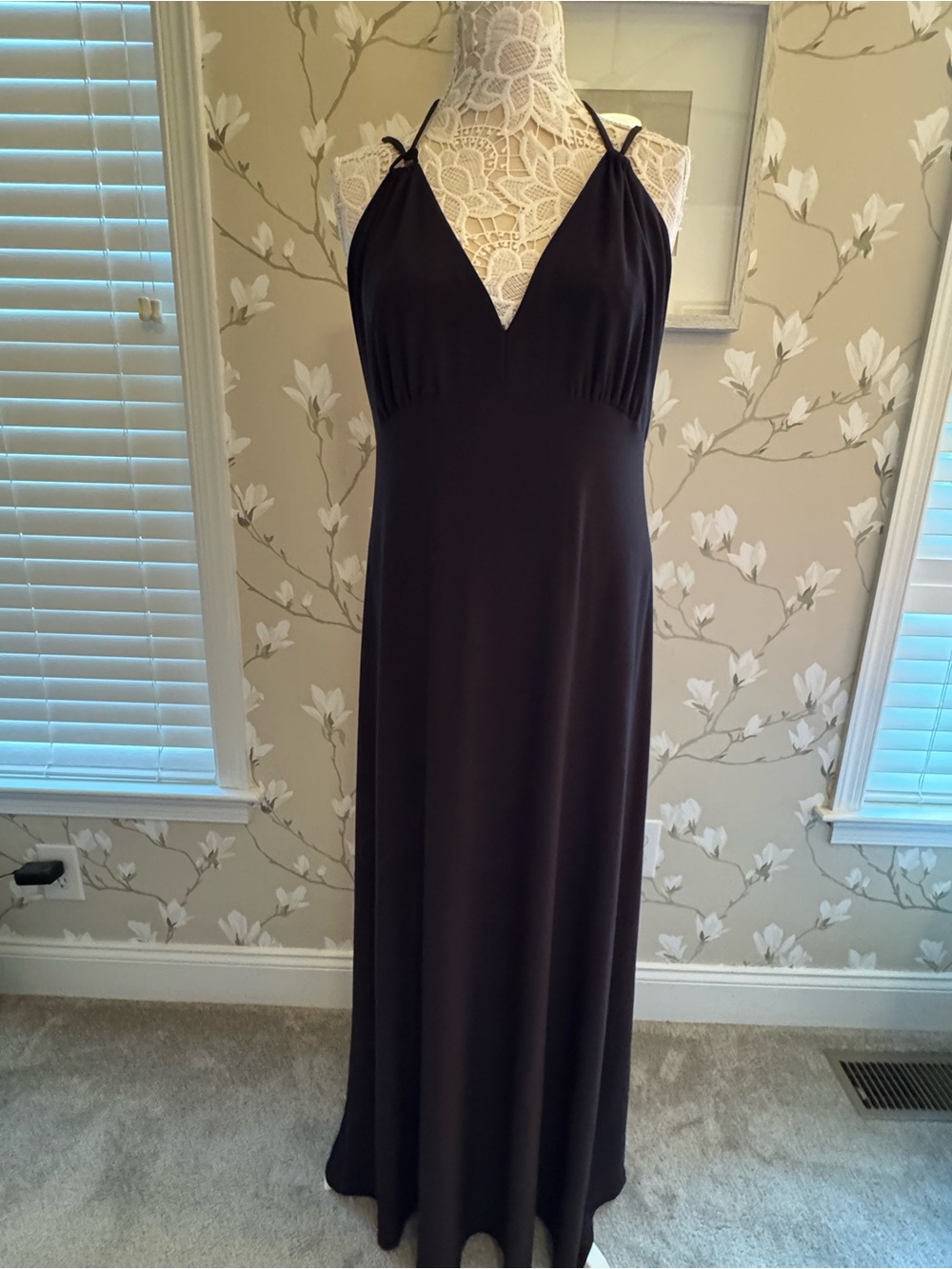 Express Black V-Neck Maxi Dress with Adjustable Thin Straps